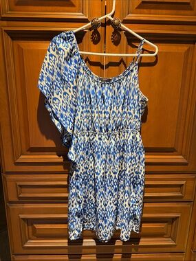 Soprano Blue & White One-Shoulder Women’s Dress